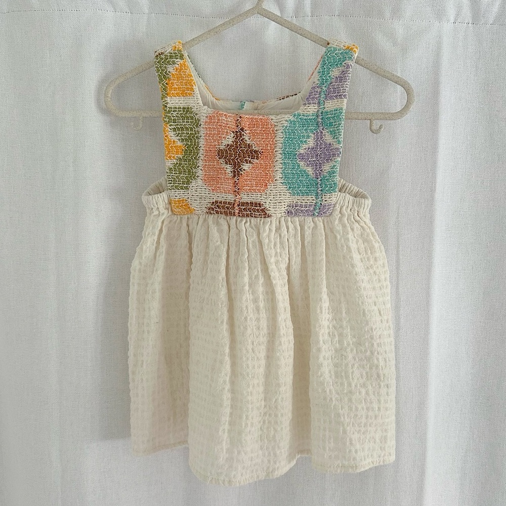 Zara Baby Toddler Combination Crochet Summer Sleeveless Dress - Size 9-12M, EUC